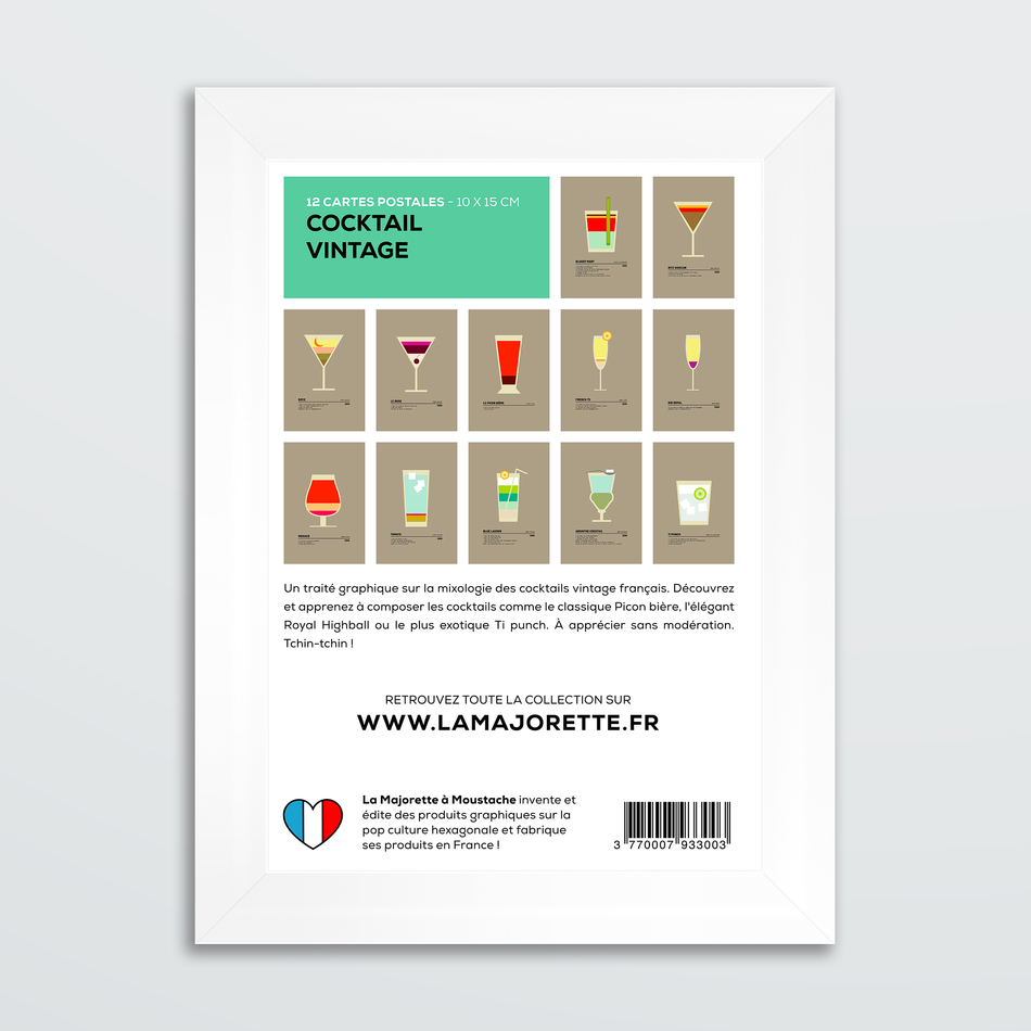 Etui 12 cartes postales - Cocktails vintage