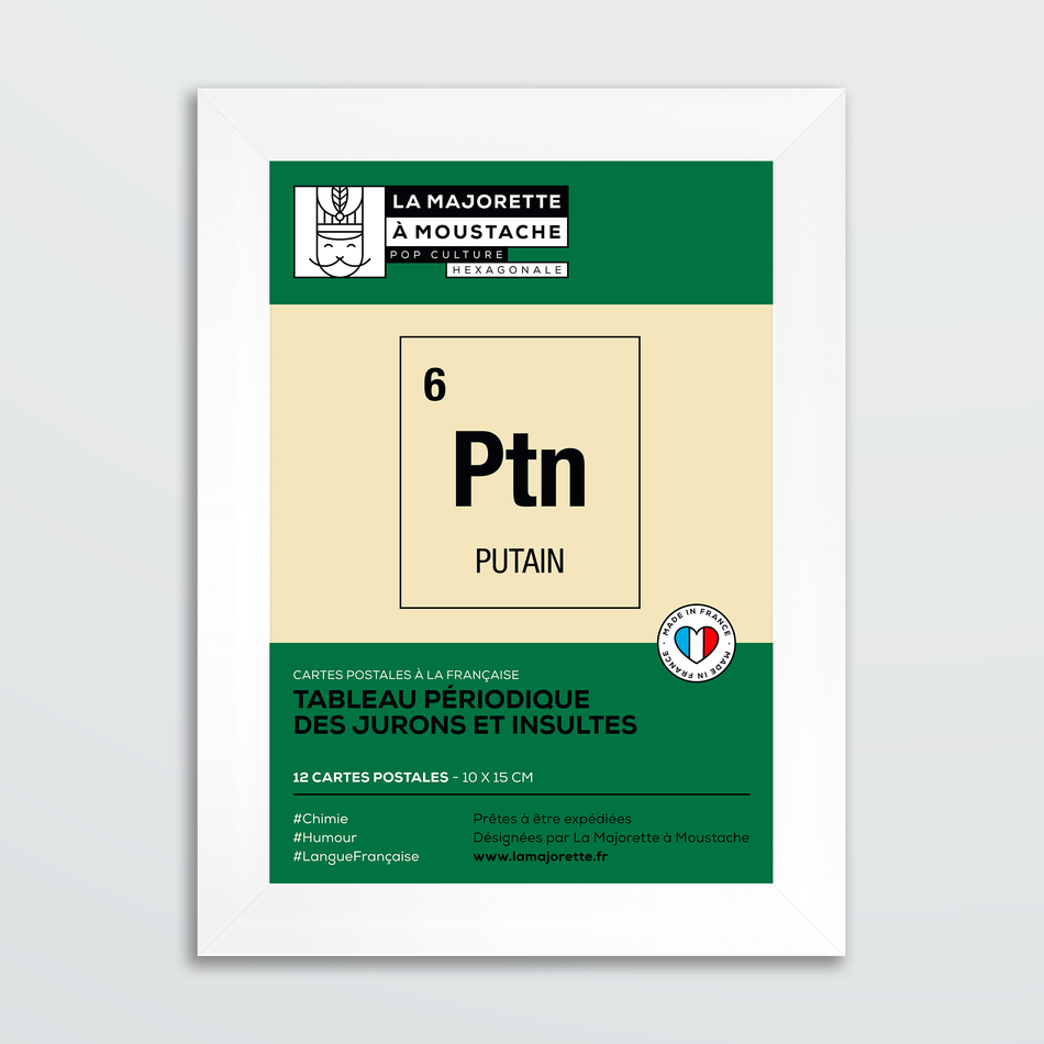 Etui 12 cartes postales - Tableau périodique des jurons et insultes